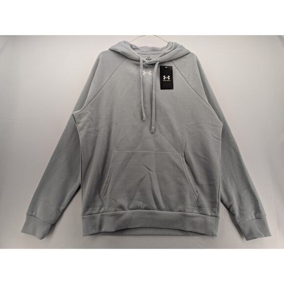 NWT Under Armour UA Rival Fleece Men's Hoodie in Black Mod Grey Medium - Picture 3 of 7